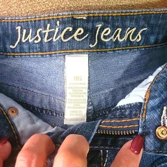 Justice Jeans Girls Embroidered Pockets Straight Leg Jeans, Size: 8 S - Picture 8 of 10